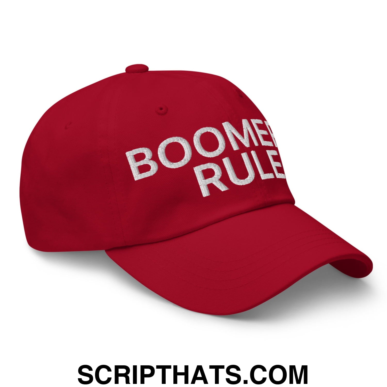 Boomers Rule Embroidered Unstructured Dad Hat Cranberry
