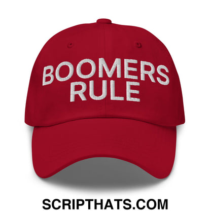 Boomers Rule Embroidered Unstructured Dad Hat Cranberry