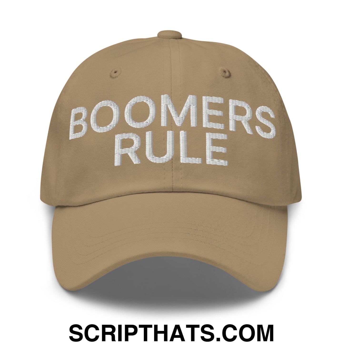 Boomers Rule Embroidered Unstructured Dad Hat Khaki
