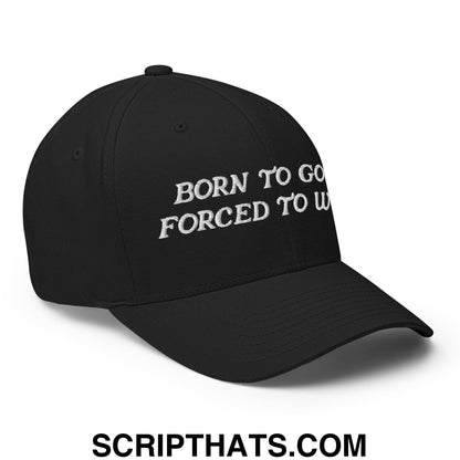 Born to Golf Forced to Work Embroidered Stretch Fit Golf Hat Black