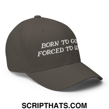Born to Golf Forced to Work Embroidered Stretch Fit Golf Hat Dark Grey