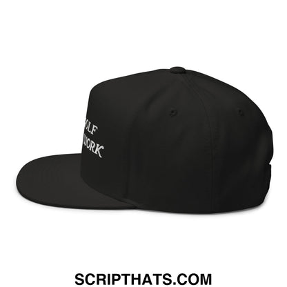 Black snapback cap with white embroidered golf network text on the side from born to golf forced to work collection