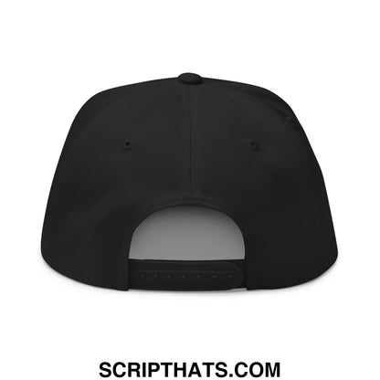 Black born to golf snapback hat with matte finish flat brim and adjustable strap for golf and work use