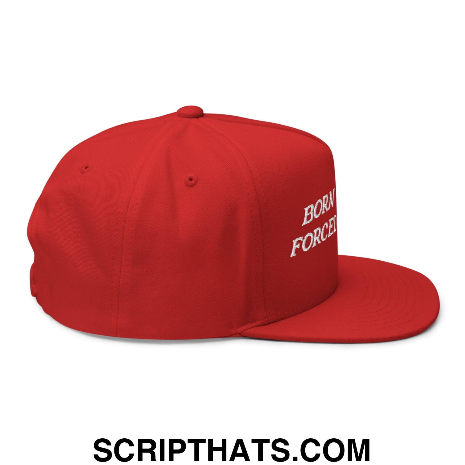 Born to Golf Forced to Work Flat Brim Bill 5 Panel Golf Snapback Hat Red