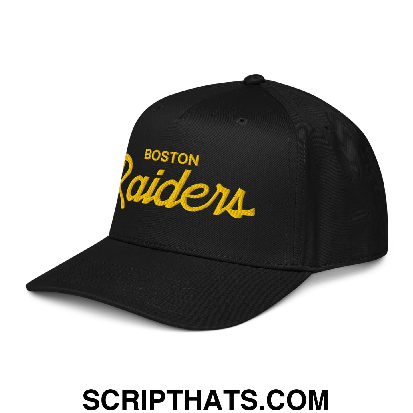 Boston Raiders Vintage Sports Script Embroidered Baseball Snapback Hat Default Title
