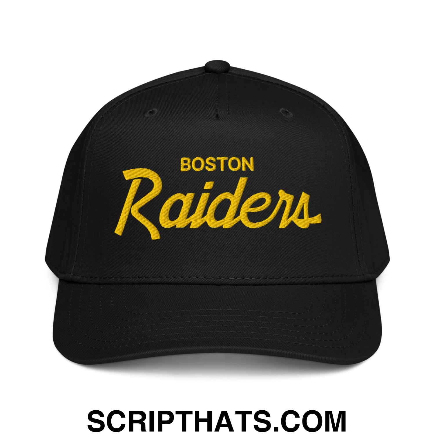 Boston Raiders Vintage Sports Script Embroidered Baseball Snapback Hat Default Title