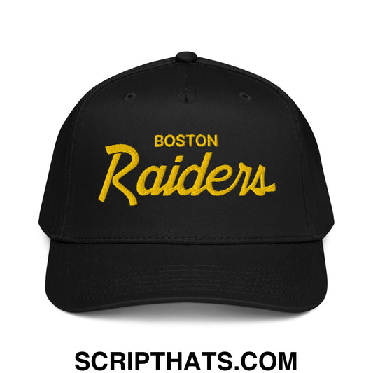 Boston Raiders Vintage Sports Script Embroidered Baseball Snapback Hat Default Title