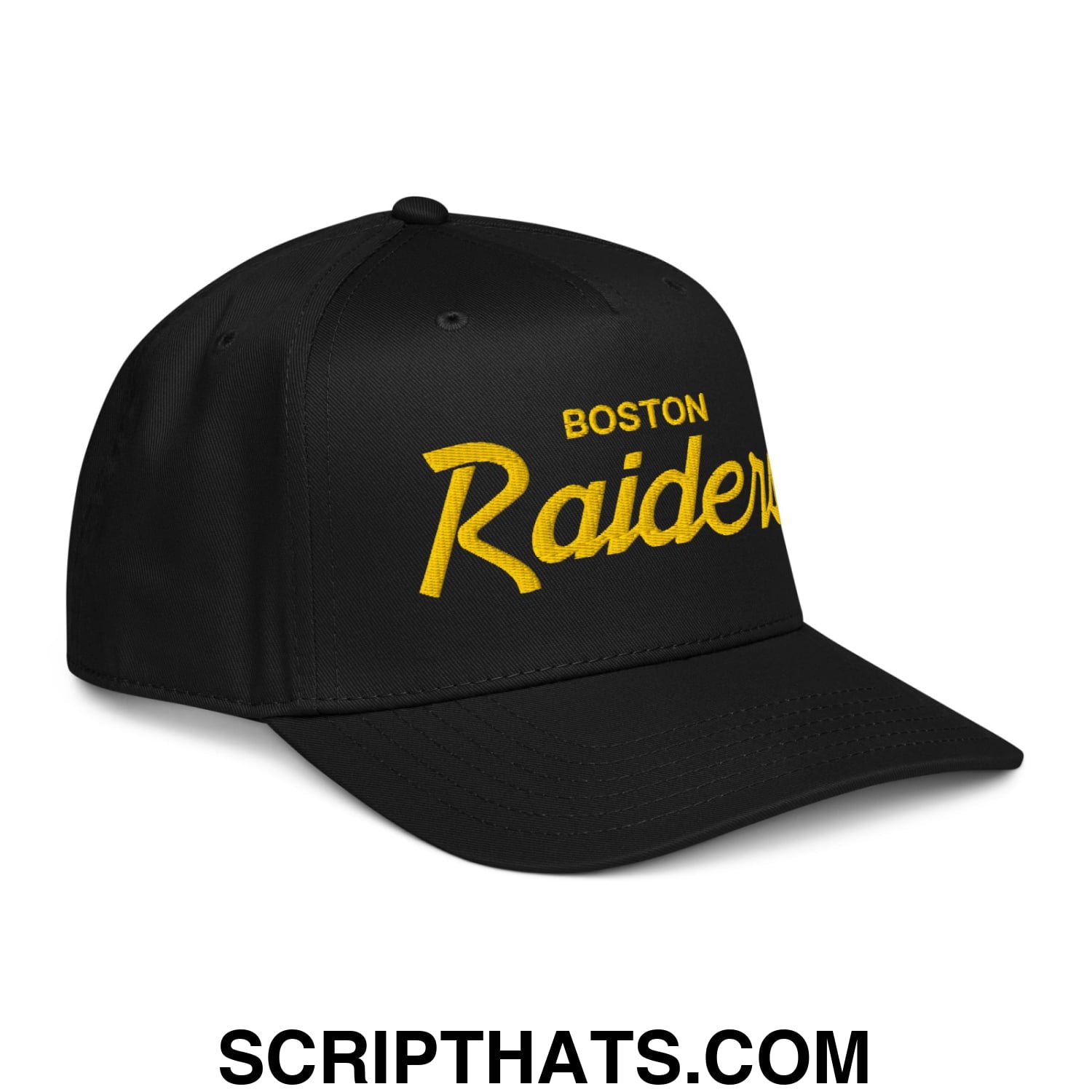 Boston Raiders Vintage Sports Script Embroidered Baseball Snapback Hat Default Title