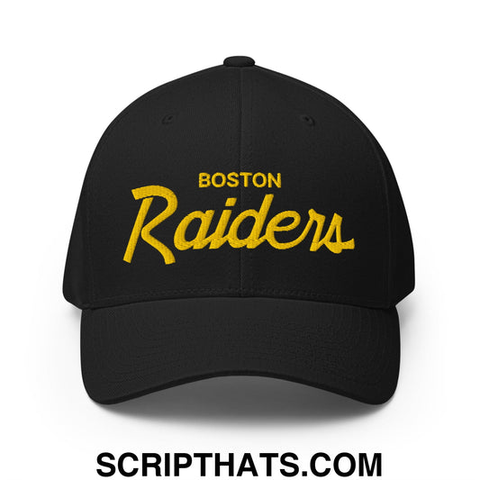 Boston Raiders Vintage Sports Script Embroidered Stretch Fit Baseball Hat