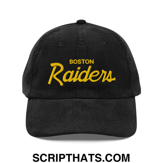 Boston Raiders Vintage Sports Script Embroidered Unstructured Corduroy Dad Hat Default Title