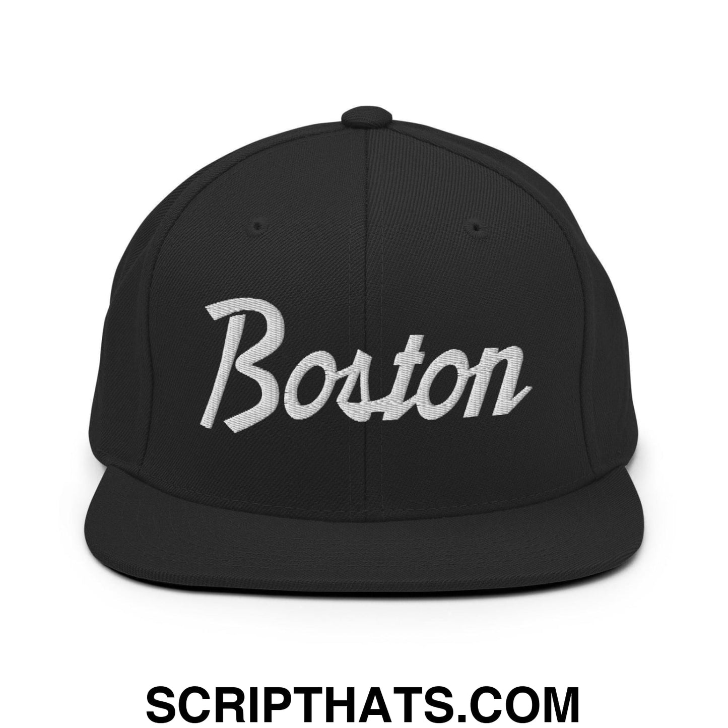 Boston Script Snapback Hat Black