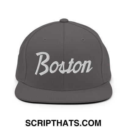 Boston Script Snapback Hat Dark Grey