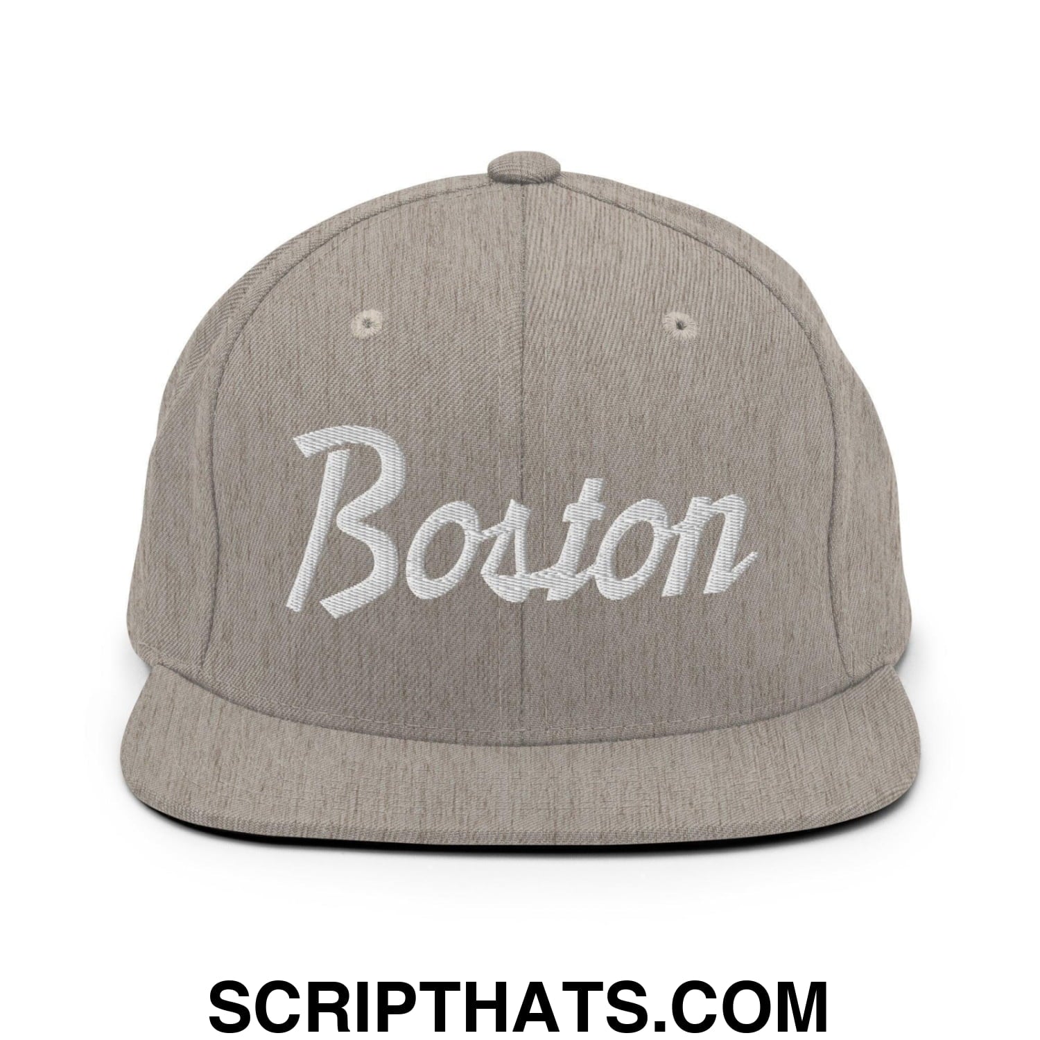 Boston Script Snapback Hat Heather Grey
