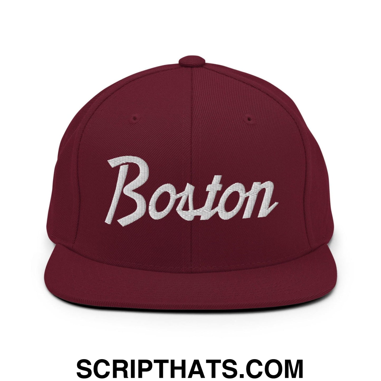 Boston Script Snapback Hat Maroon