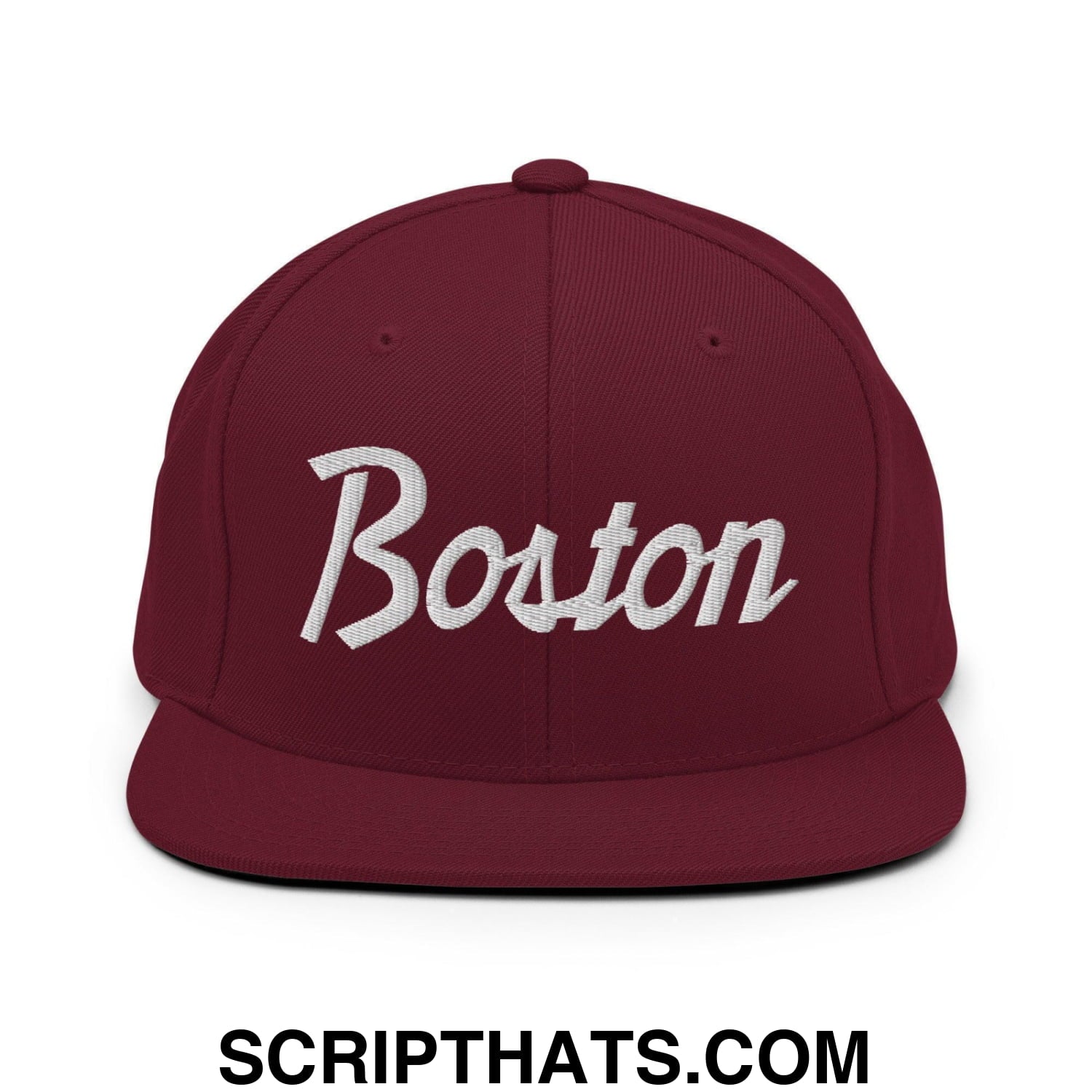 Boston Script Snapback Hat Maroon