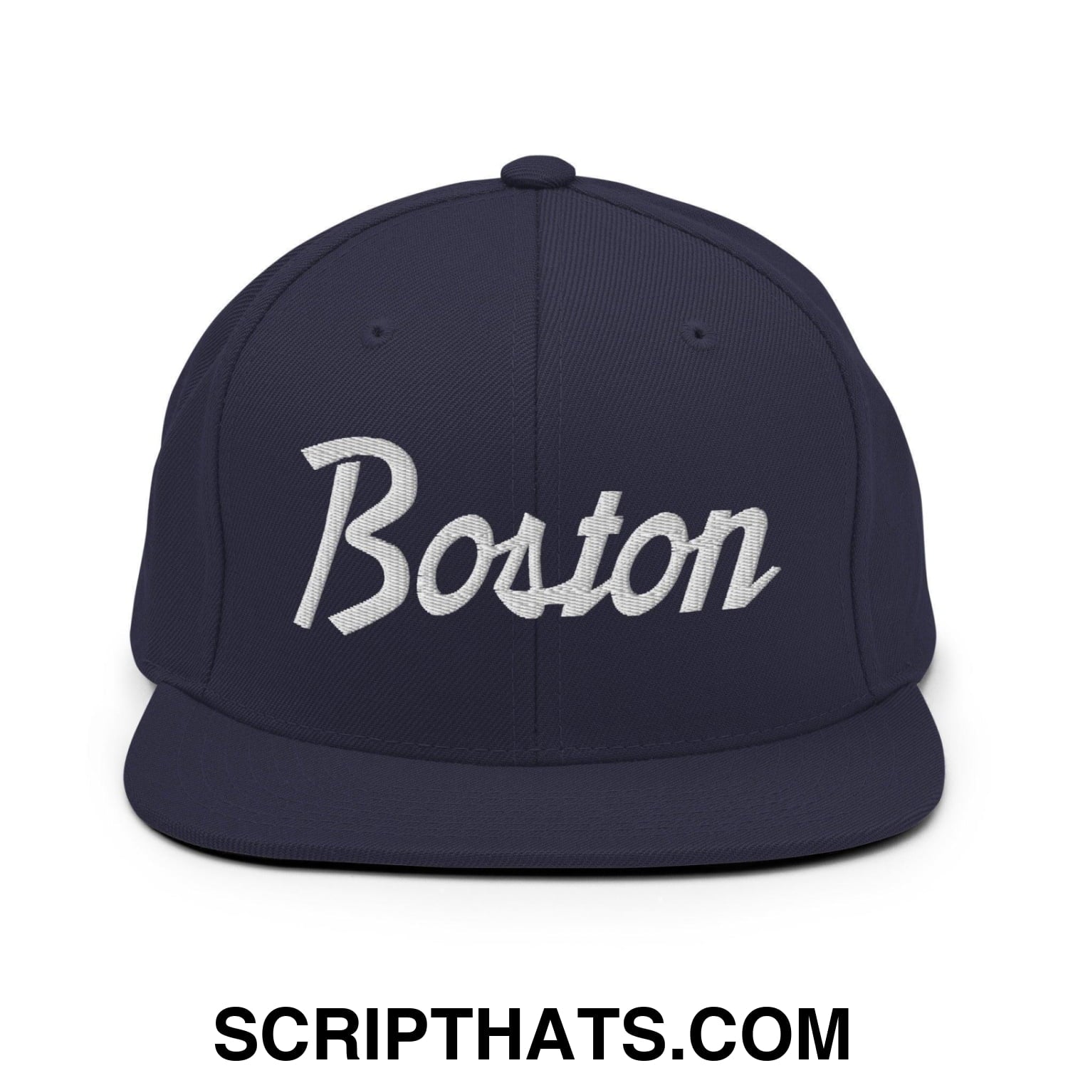 Boston Script Snapback Hat Navy