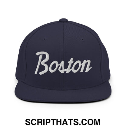 Boston Script Snapback Hat Navy