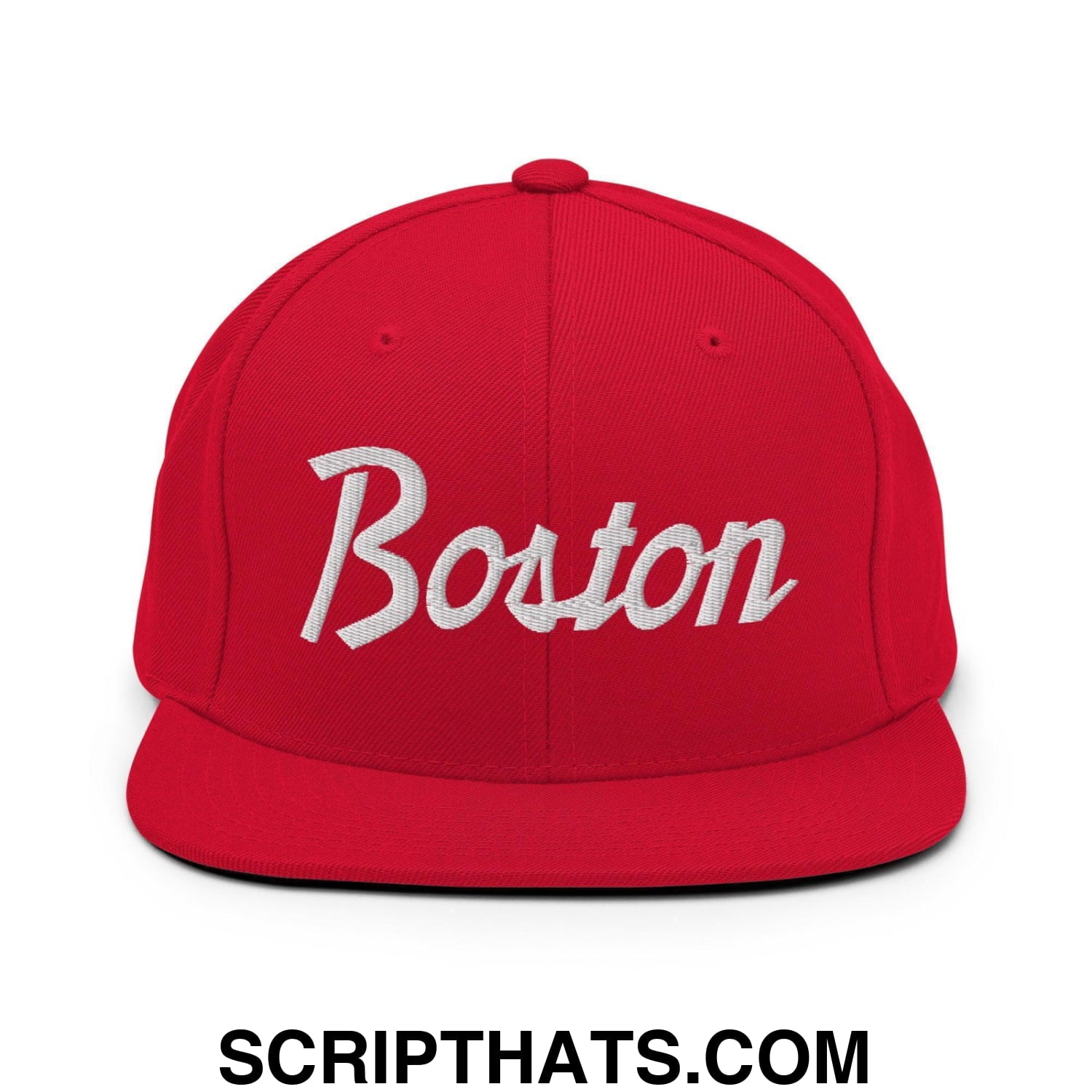 Boston Script Snapback Hat Red