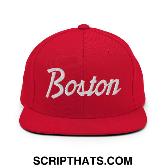 Boston Script Snapback Hat Red