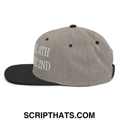 Break The 4th Expect The 2nd Embroidered Flat Bill Brim Snapback Hat Heather Black