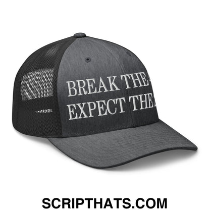 Break The 4th Expect The 2nd Embroidered Mesh Trucker Hat Dark Heather Gray