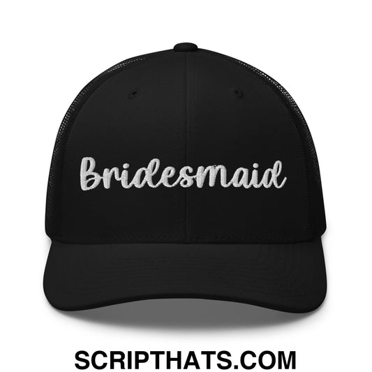 Bridesmaid Embroidered Mesh Trucker Hat Black