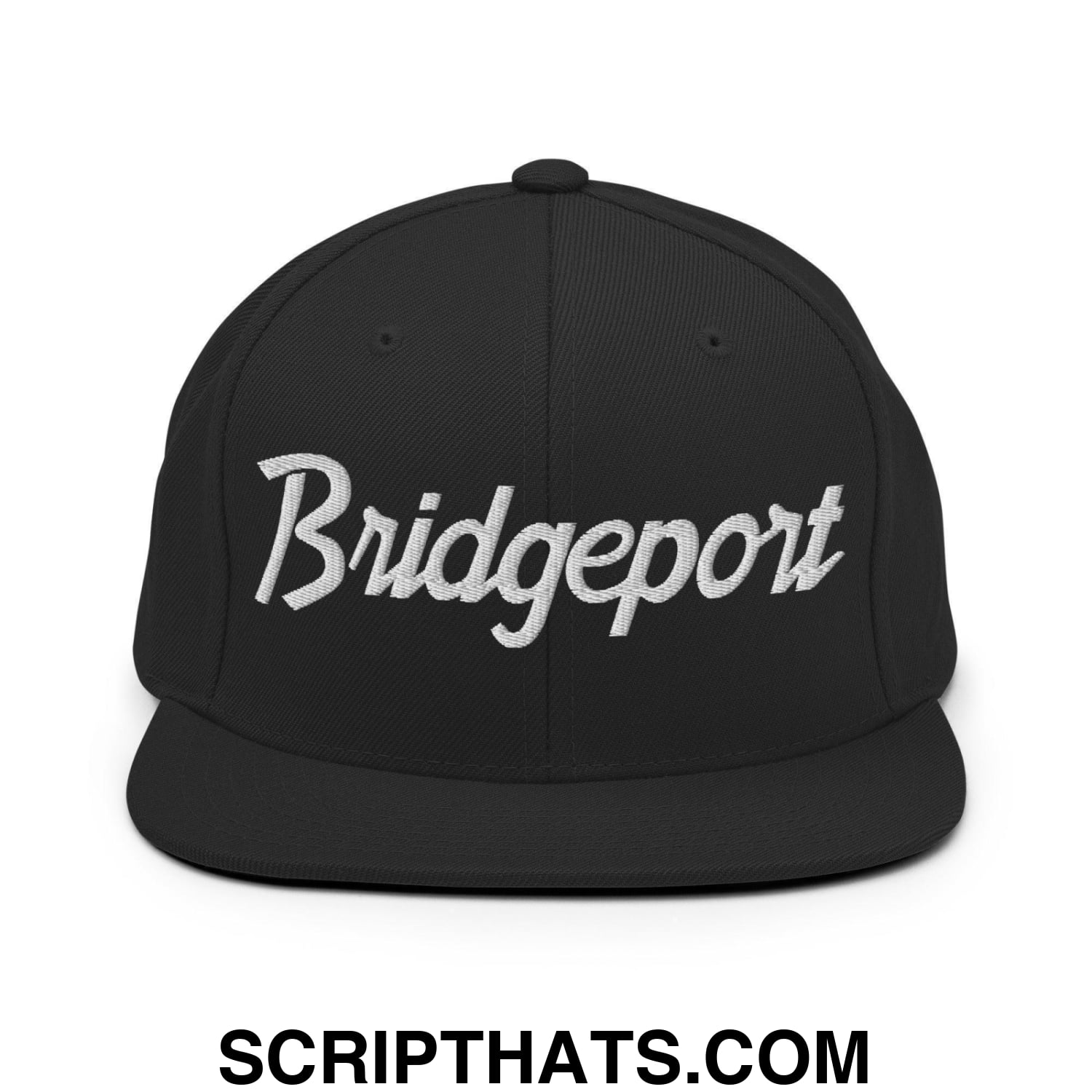 Bridgeport Script Snapback Hat Black