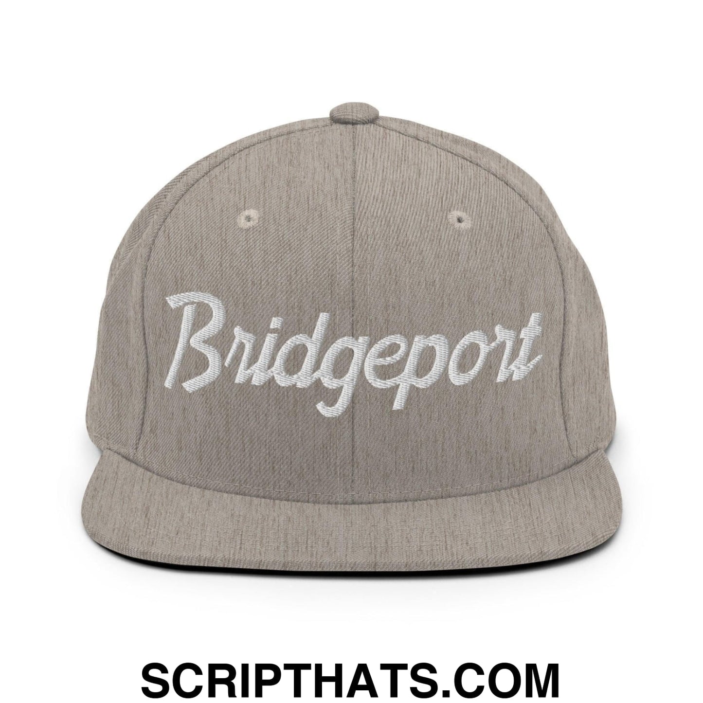Bridgeport Script Snapback Hat Heather Grey