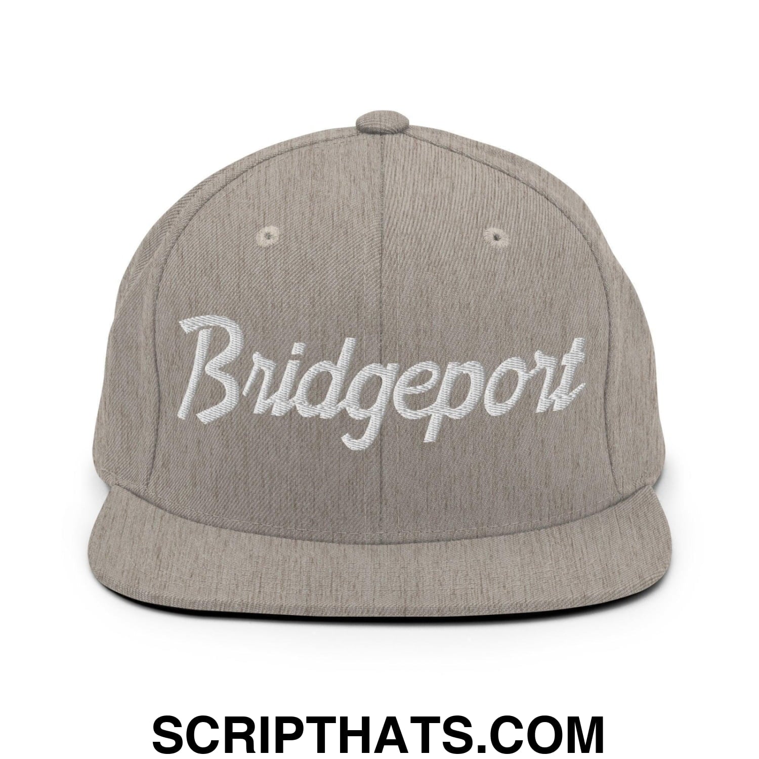 Bridgeport Script Snapback Hat Heather Grey