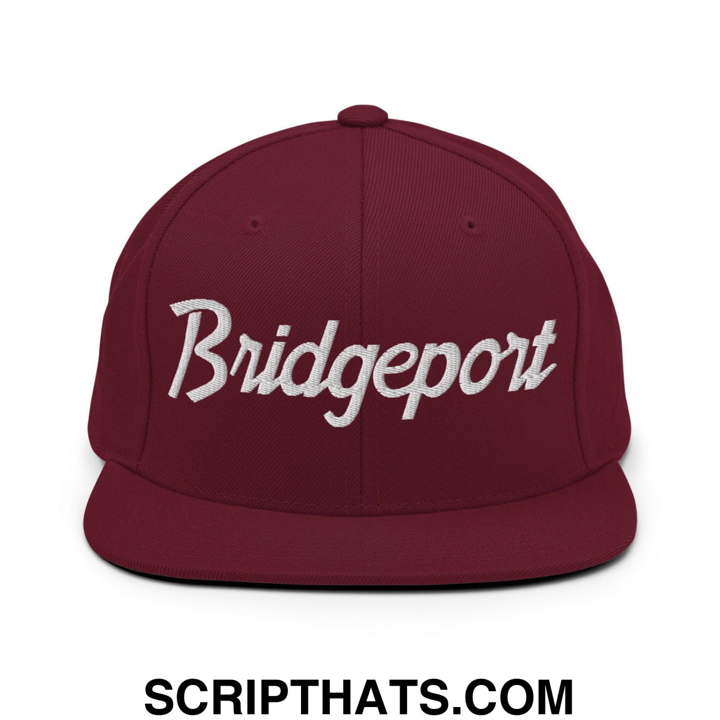 Bridgeport Script Snapback Hat Maroon