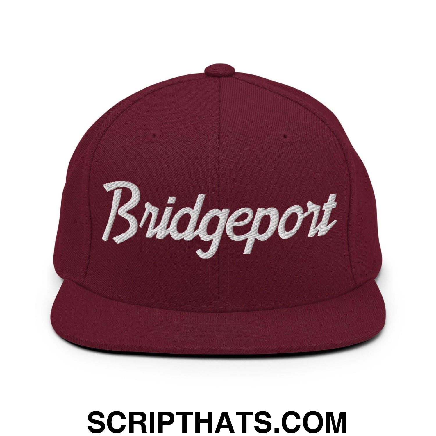 Bridgeport Script Snapback Hat Maroon
