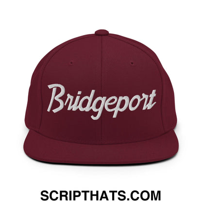Bridgeport Script Snapback Hat Maroon