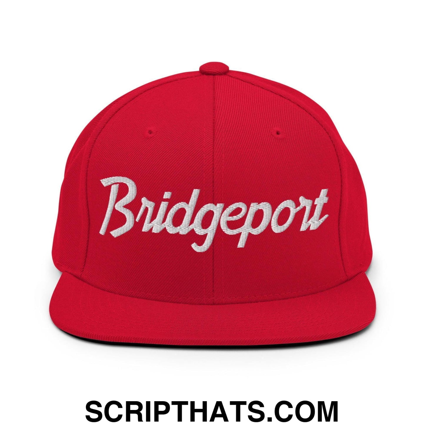 Bridgeport Script Snapback Hat Red