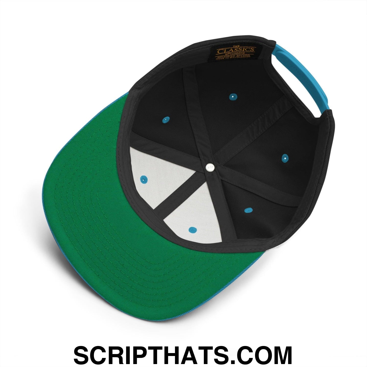 Brownies Script Snapback Hat Black Teal