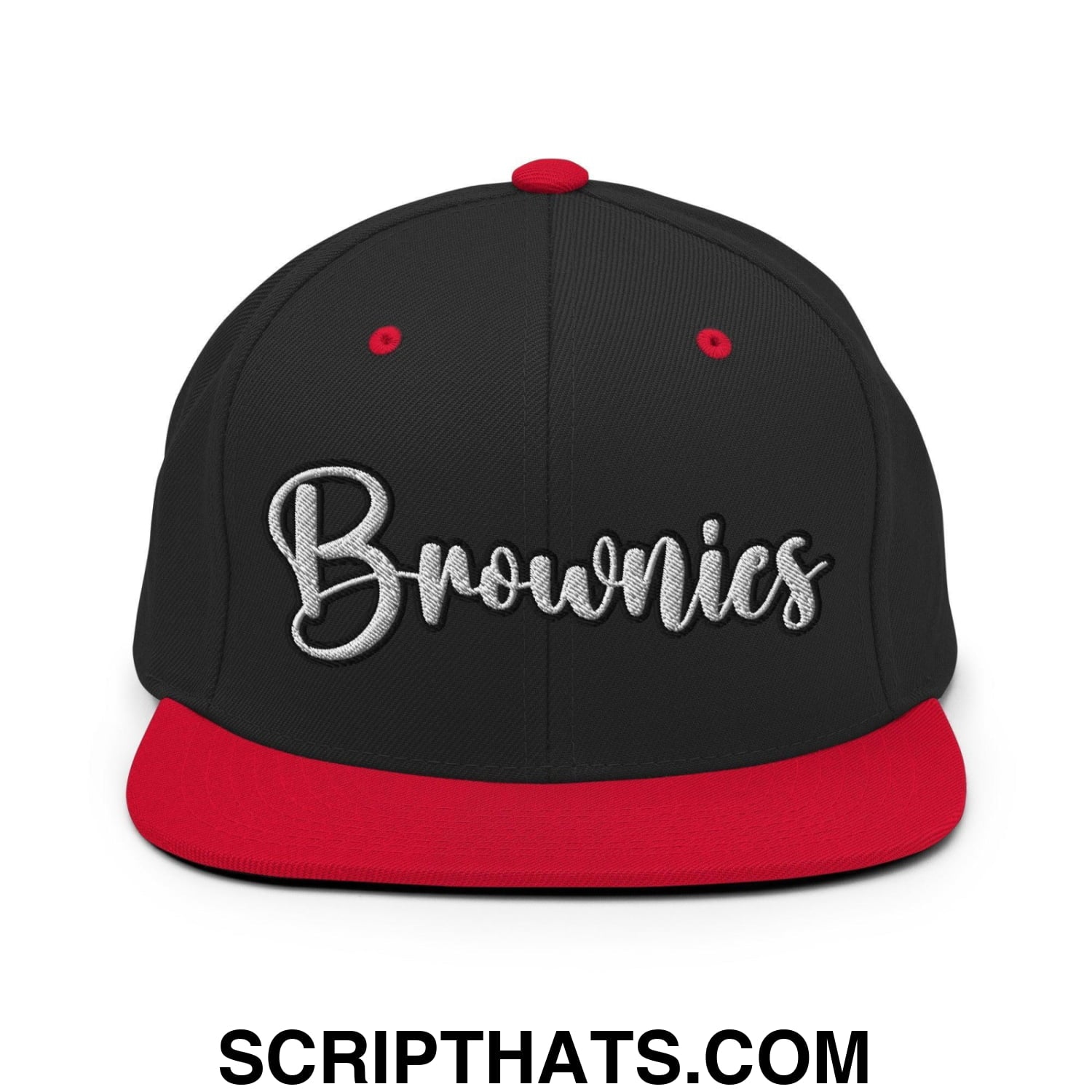 Brownies Script Snapback Hat Black Red