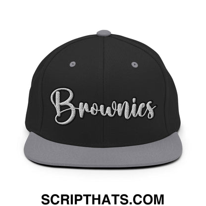 Brownies Script Snapback Hat Black Silver