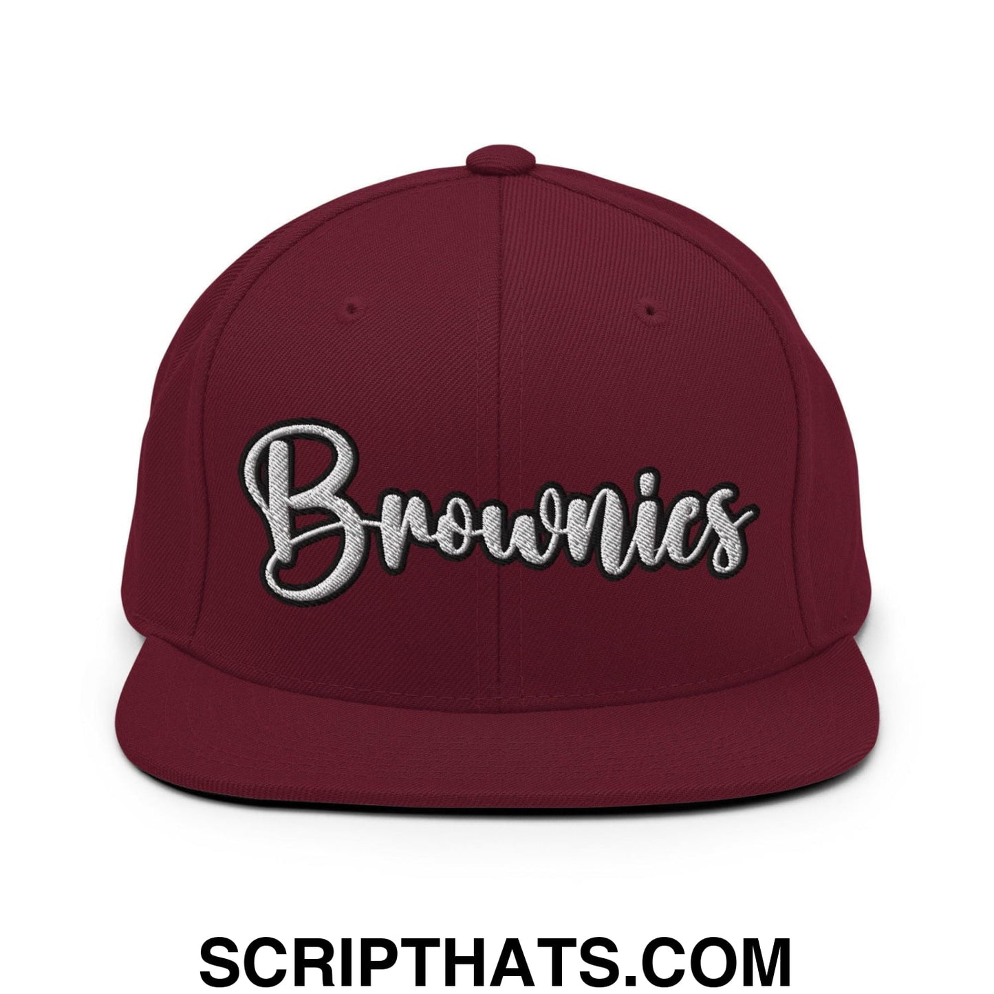Brownies Script Snapback Hat Maroon