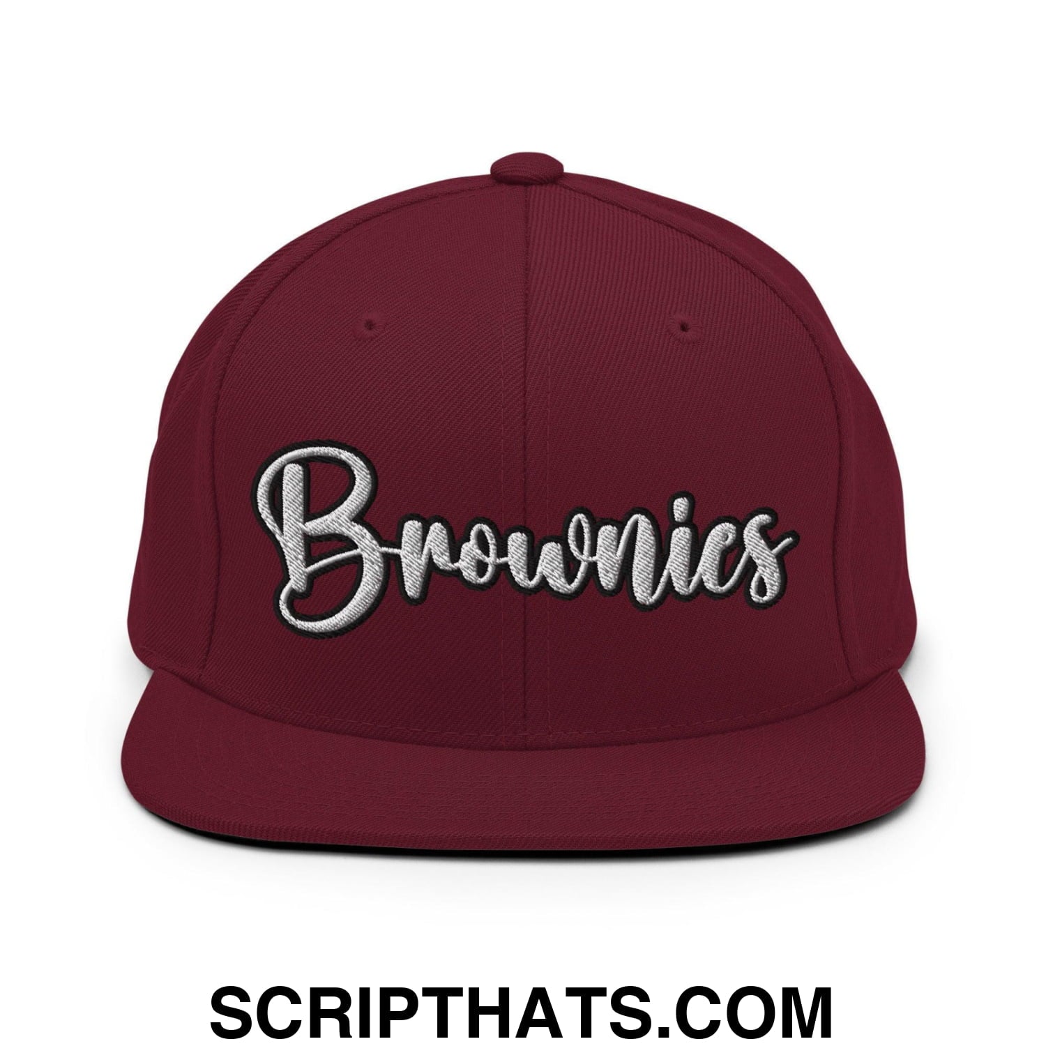 Brownies Script Snapback Hat Maroon