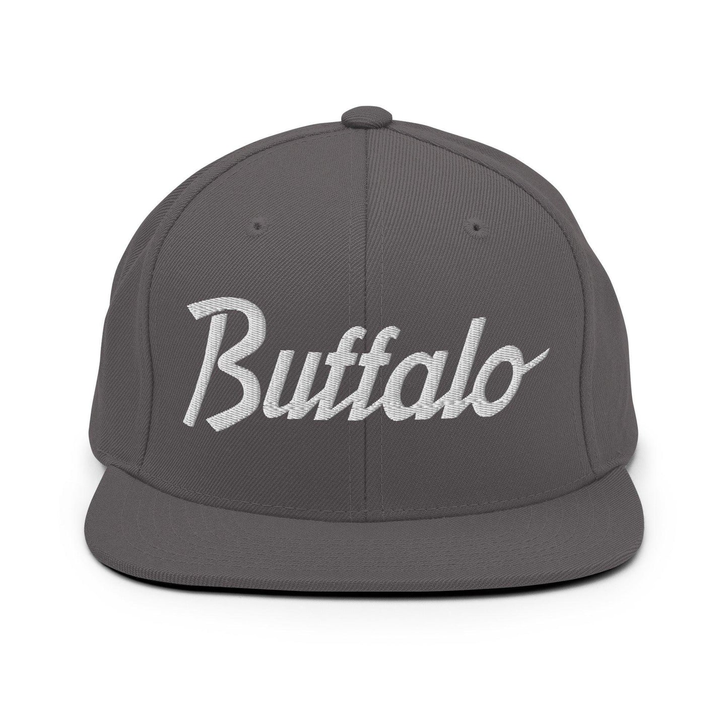 Buffalo Script Snapback Hat Dark Grey