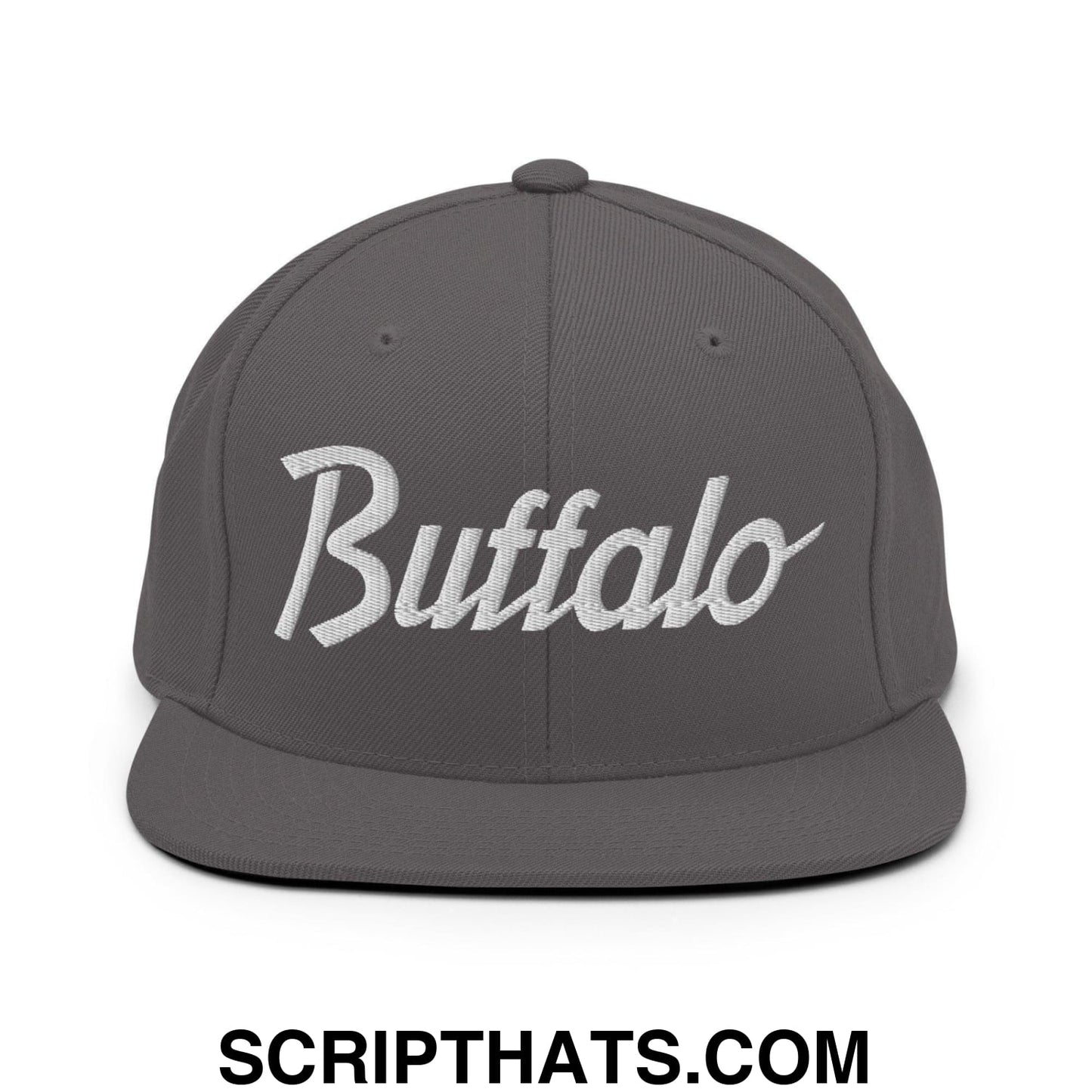 Buffalo Script Snapback Hat Dark Grey