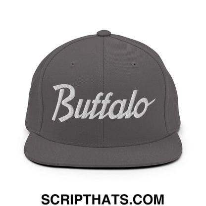 Buffalo Script Snapback Hat Dark Grey