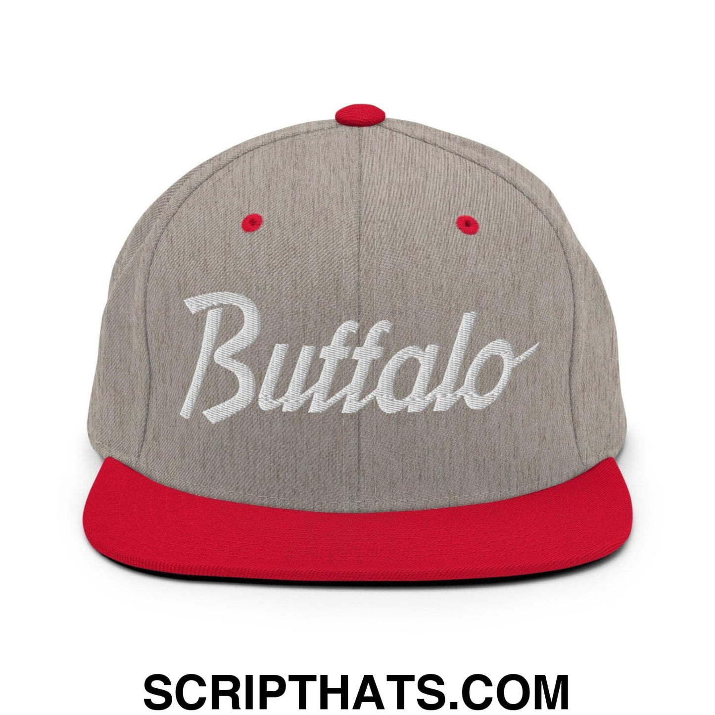 Buffalo Script Snapback Hat Heather Grey Red