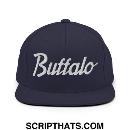 Buffalo Script Snapback Hat Navy