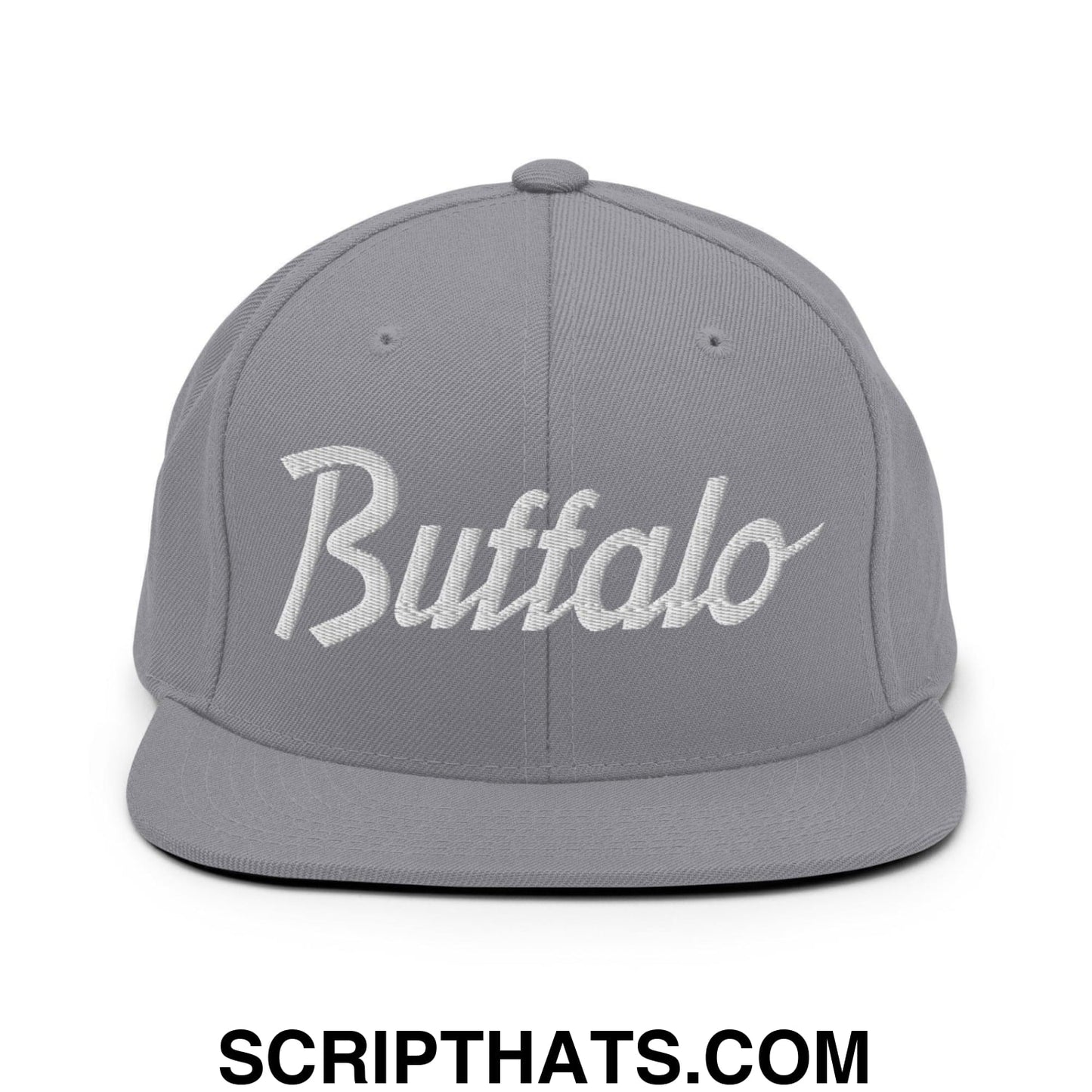 Buffalo Script Snapback Hat Silver
