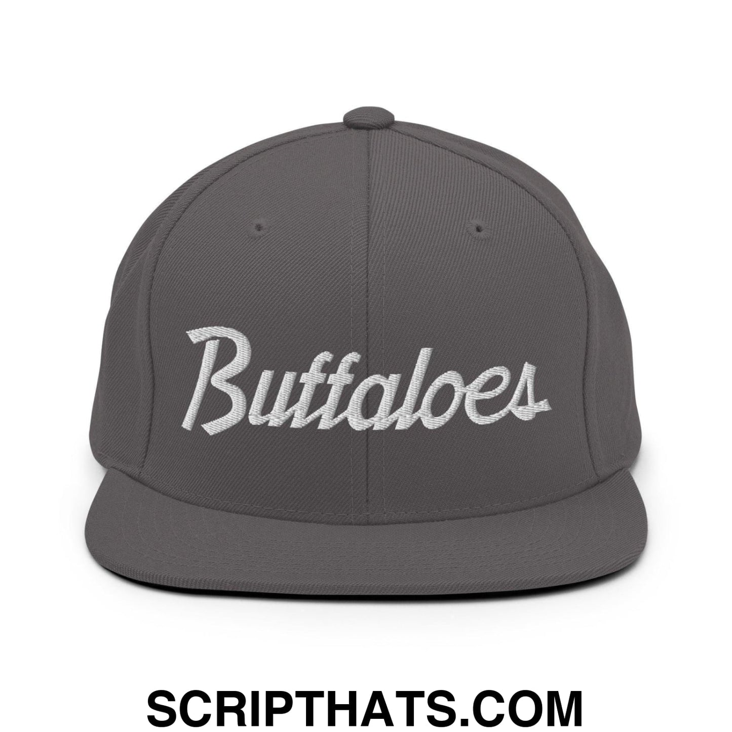 Buffaloes School Mascot Script Snapback Hat Dark Grey
