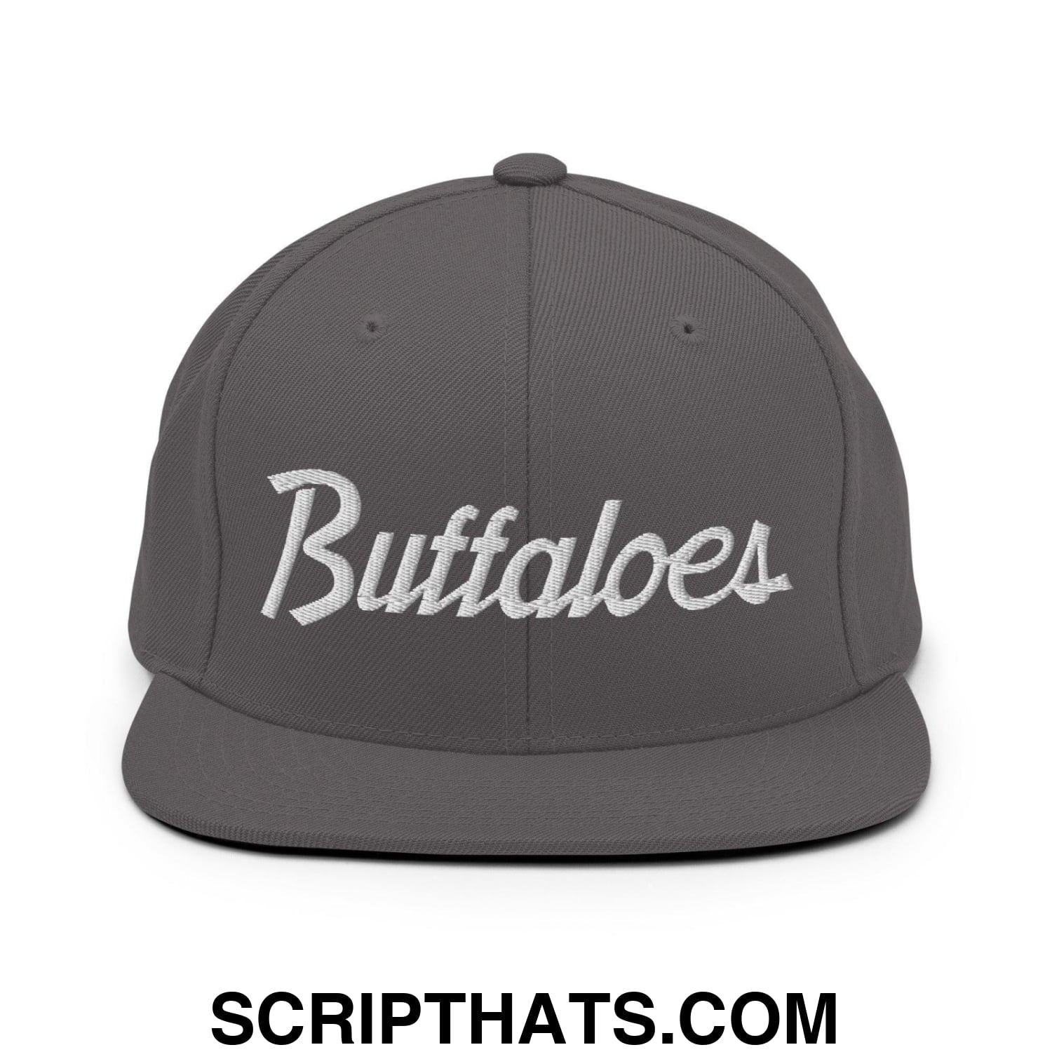 Buffaloes School Mascot Script Snapback Hat Dark Grey