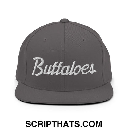 Buffaloes School Mascot Script Snapback Hat Dark Grey