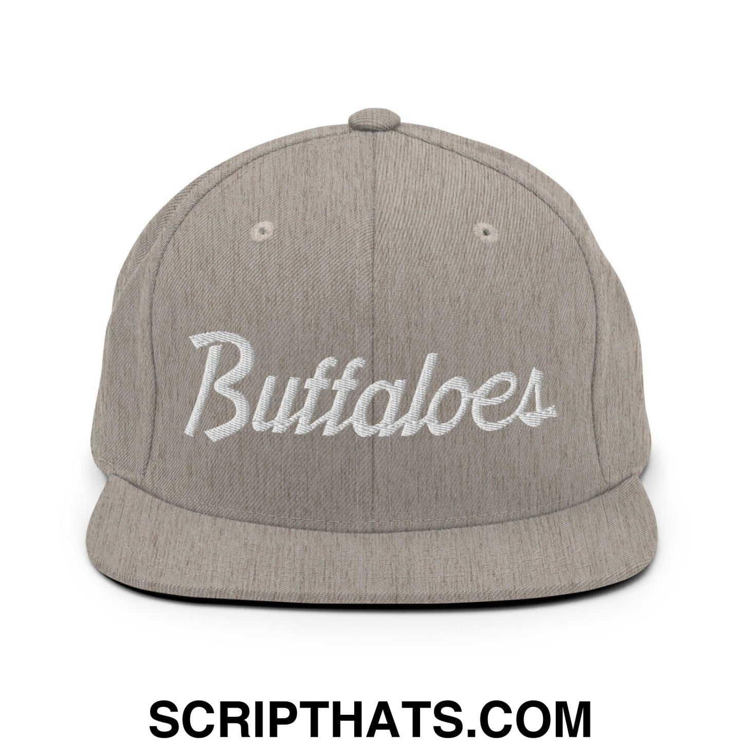 Buffaloes School Mascot Script Snapback Hat Heather Grey