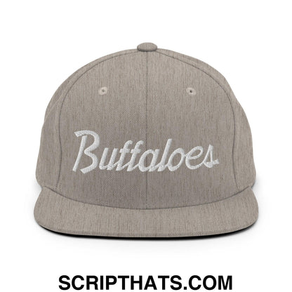 Buffaloes School Mascot Script Snapback Hat Heather Grey