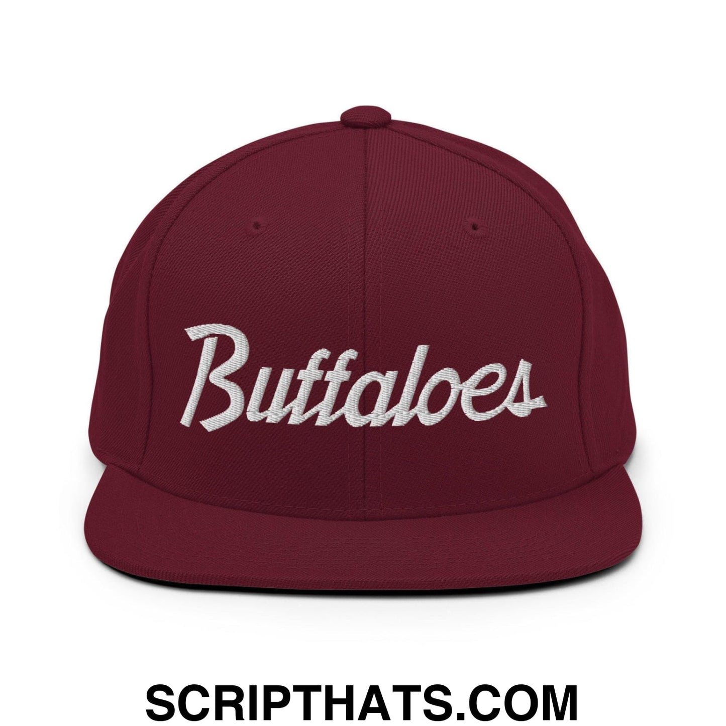 Buffaloes School Mascot Script Snapback Hat Maroon